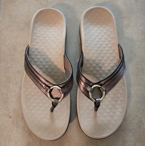 Vionic Aloe Metallic Brown Women's Thong Orthotic Sandals Size 10 - Picture 7 of 10